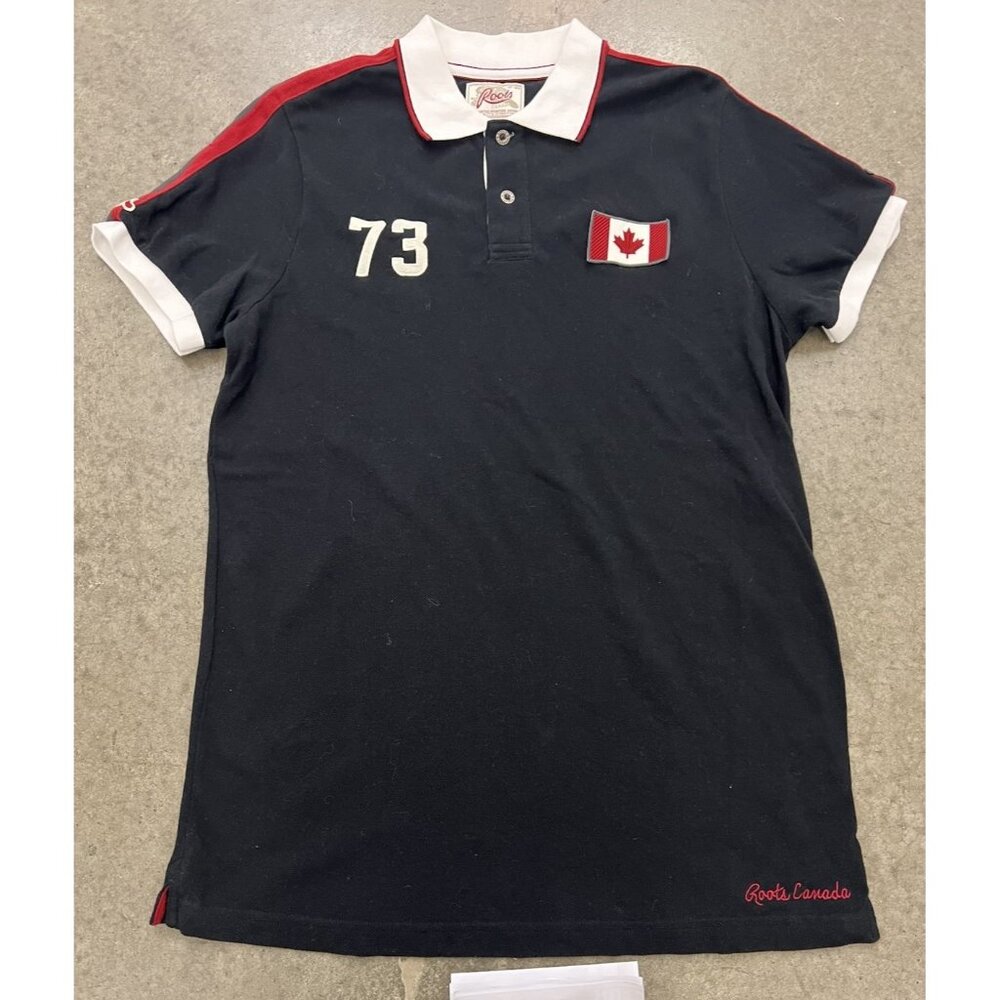 Roots Canada 73 Polo Shirt Size Large Measurements Pit to pit 21” Length 33”